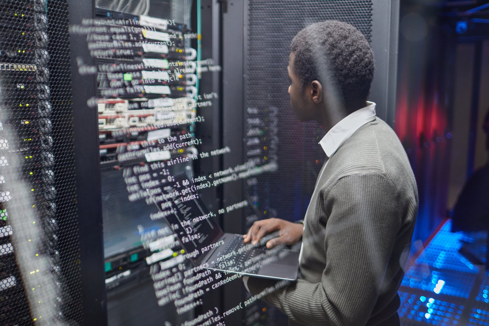 Decipher Host operator working in a Lagos data center
